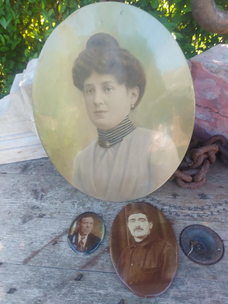 3 x antieke grafsteen plaat grote dame & heren, Ophalen of Verzenden