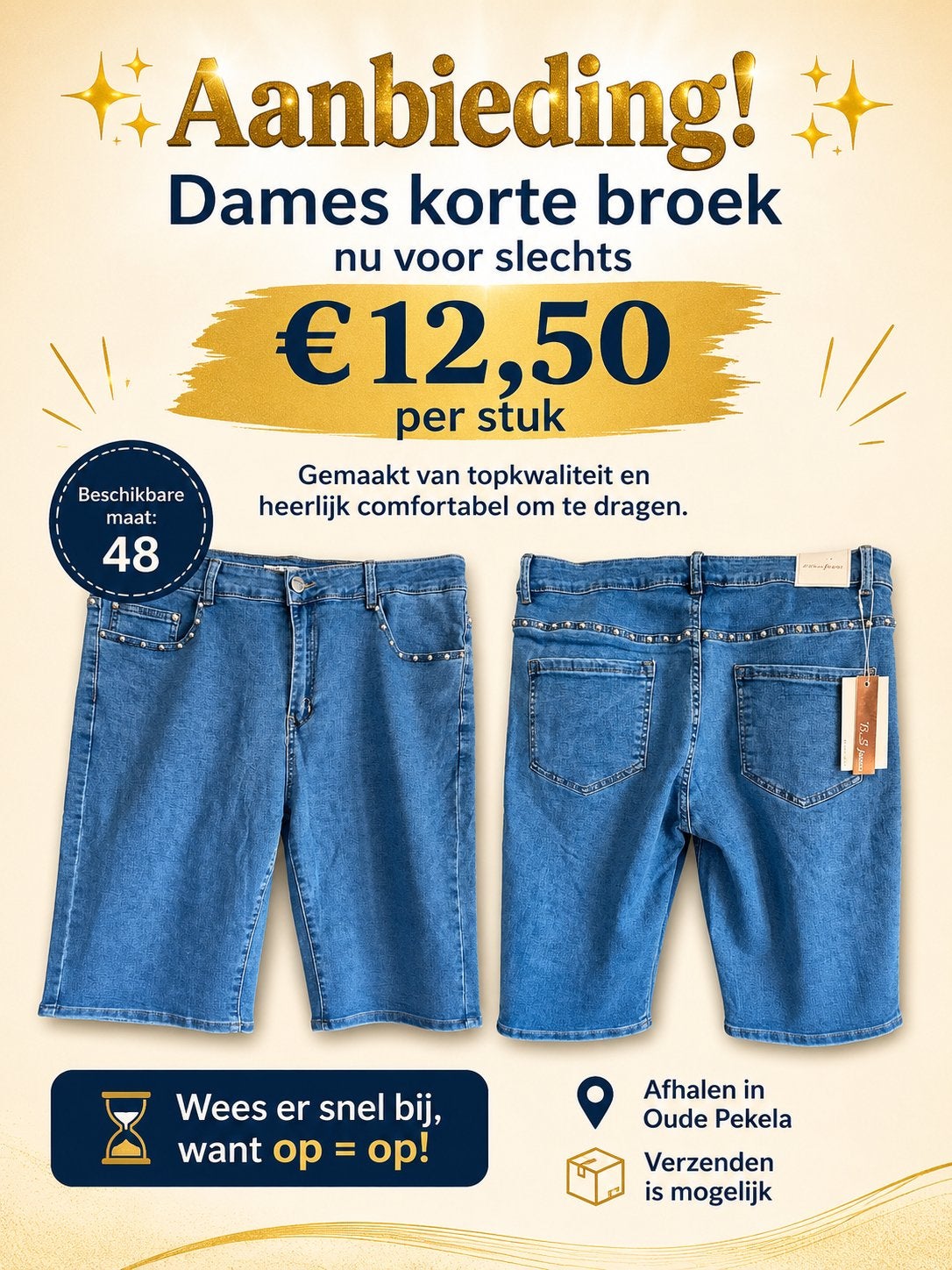 Korte broek dames maat 48 nieuw, Ophalen of Verzenden, Nieuw, Maat 46/48 (XL) of groter