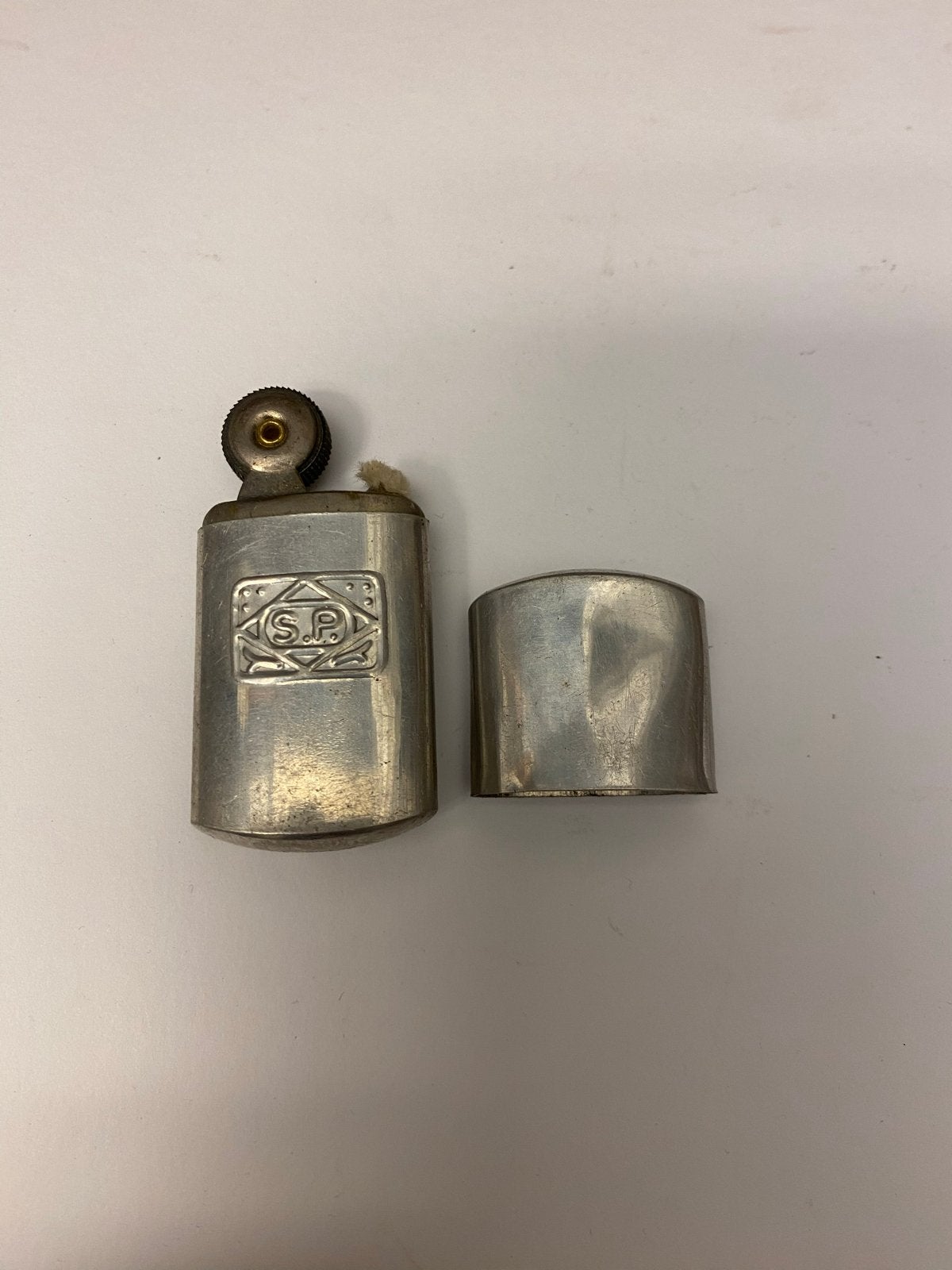 Vintage SP Aansteker - Zilverkleurig Metaal, Verzamelen, Ophalen of Verzenden, Gebruikt, Aansteker