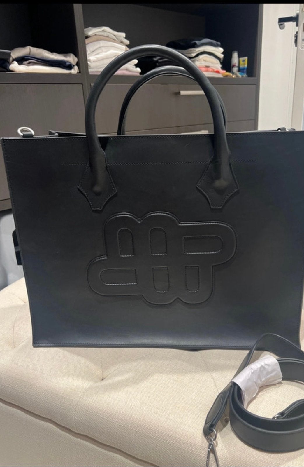 Munthe Shopper Zwart Leer. Nieuw., Verzenden, Nieuw, Zwart, Shopper