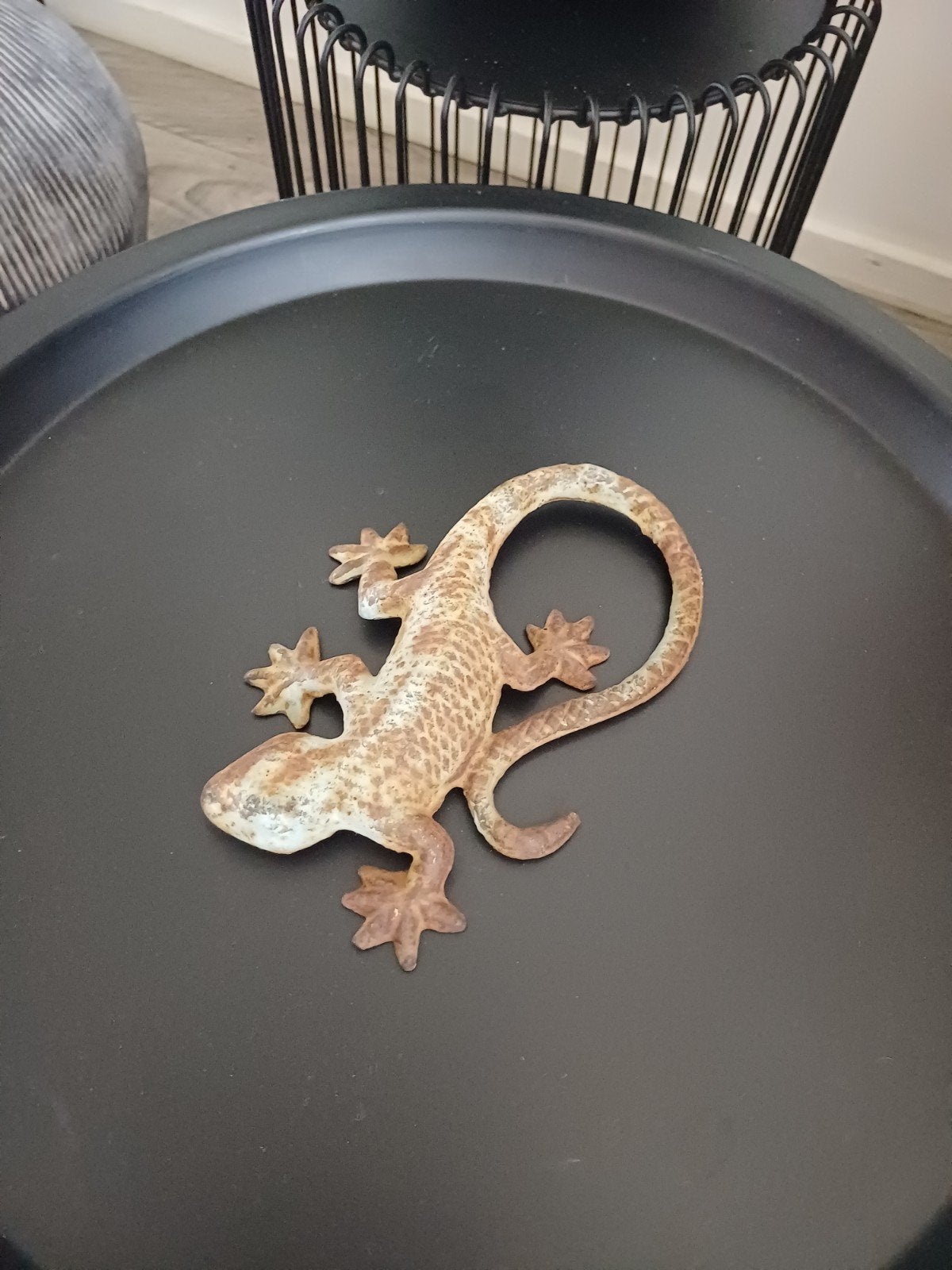 Decoratieve metalen hagedis, Vintage, Gebruikt, Ophalen of Verzenden, Metaal