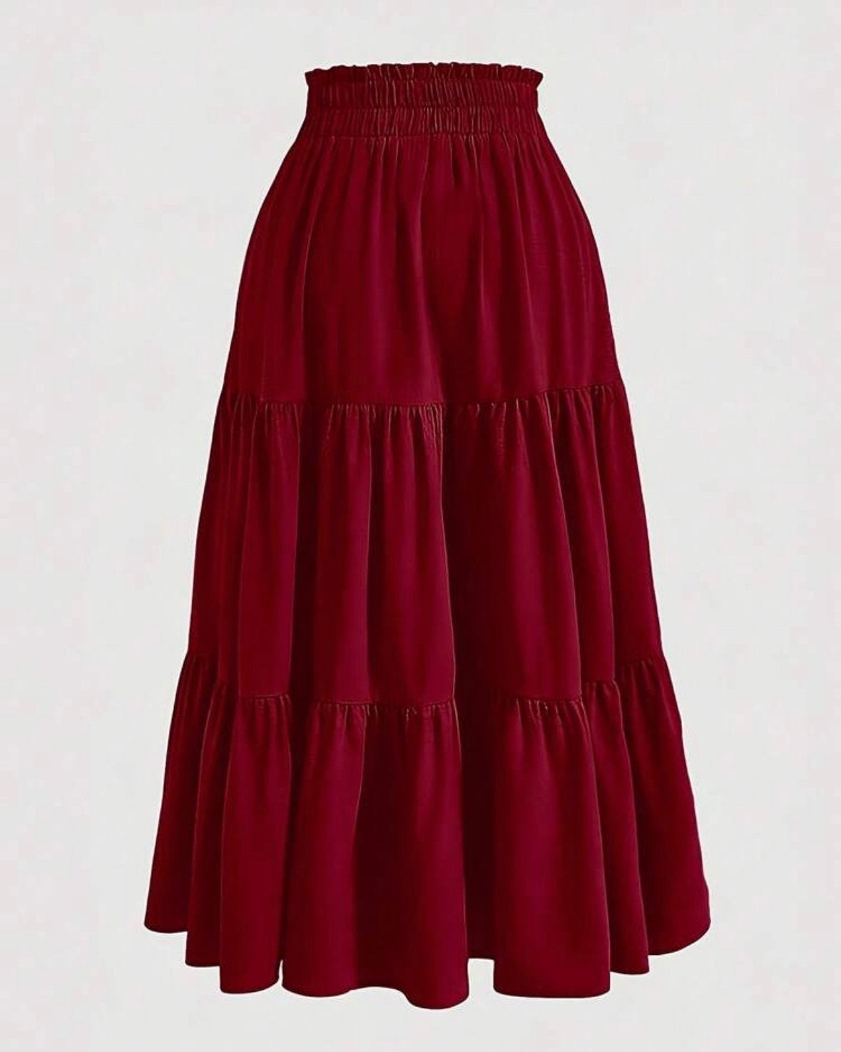Maxi rok met ruches en elastische taille Rood (44-52), Verzenden, Nieuw, Rood, Rok