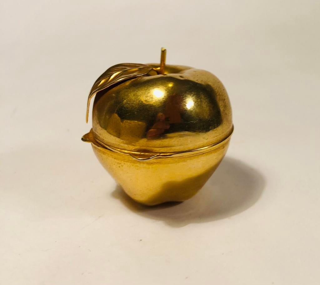 Messing appeltje, sieradendoosje, pillendoosje, Antiek en Kunst, Ophalen of Verzenden