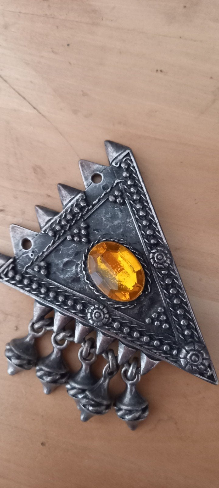 Vintage Italiaanse Hanger met Gele Steen, Sieraden, Tassen en Uiterlijk, Overige materialen, Gebruikt, Ophalen of Verzenden, Met edelsteen