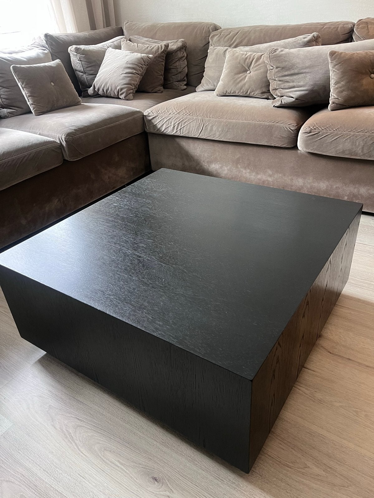 Zenn Lifestyle Salontafel 80x80x35 - Zwart Hout, Ophalen, Gebruikt, Vierkant, 50 tot 100 cm