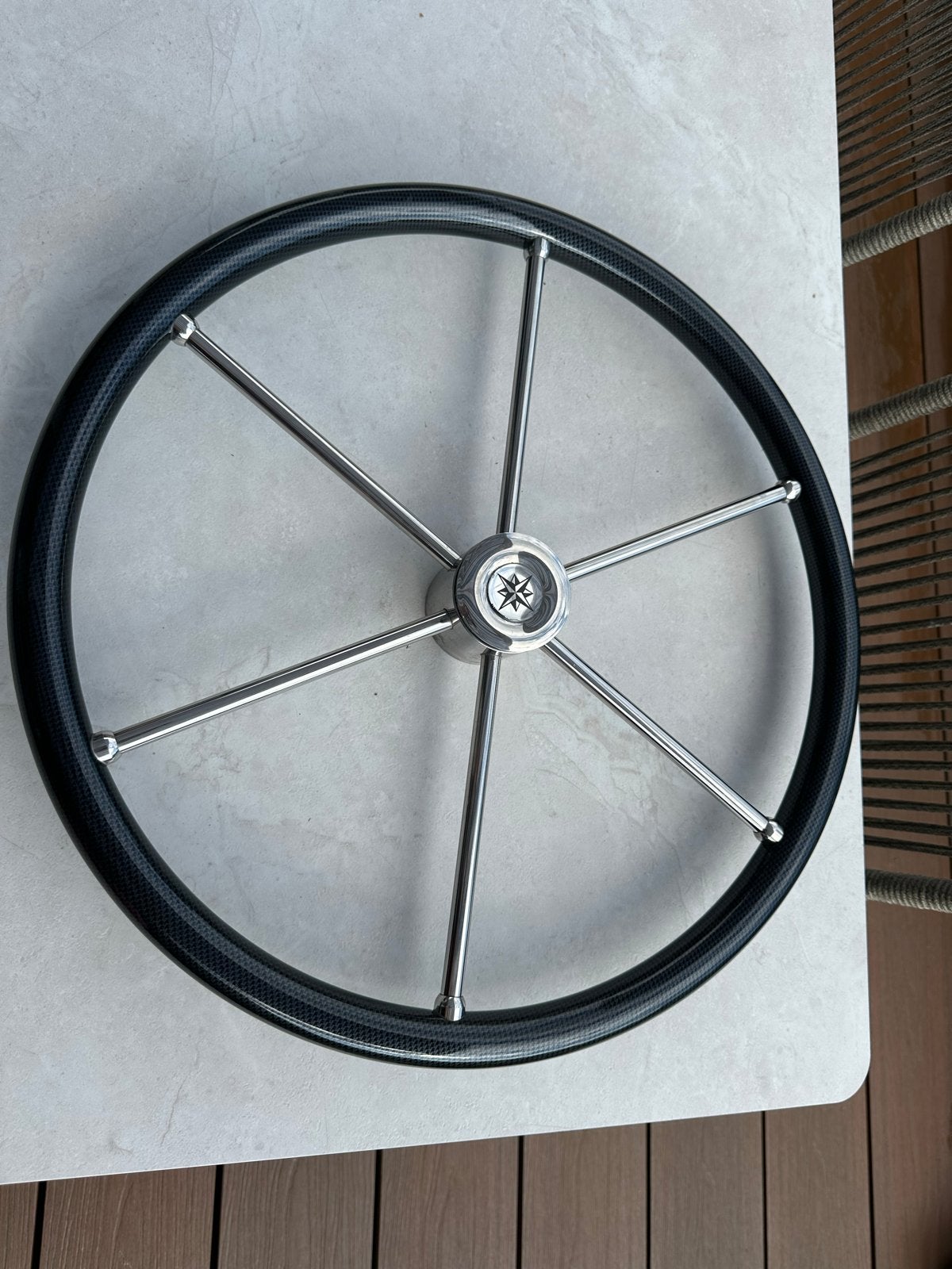 Stuur voor sloep 60 cm - Carbon look met RVS spaken, Watersport en Boten, Ophalen, Gebruikt, Overige typen