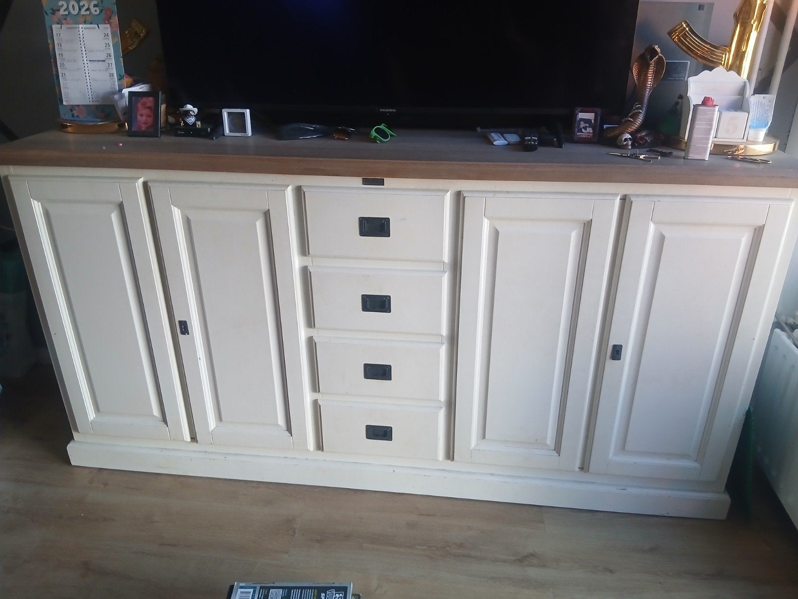 Crèmekleurig  richmond dressoir met lades en deuren, Huis en Inrichting, Kasten | Dressoirs, Ophalen, Gebruikt, 150 tot 200 cm
