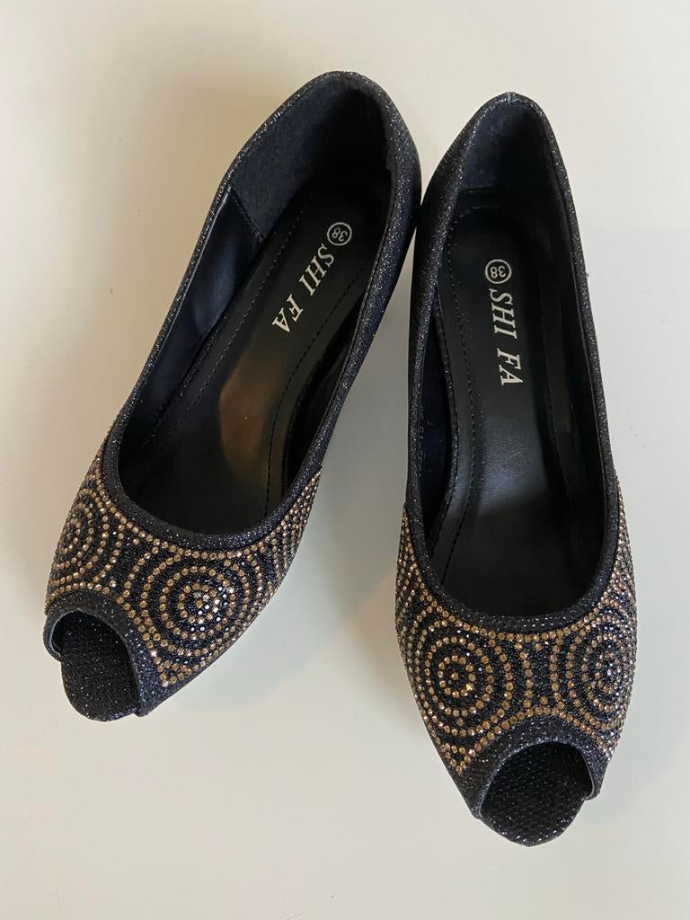 Sleehak schoenen met glitters - Maat 38, Ophalen of Verzenden, Nieuw, Zwart, Schoenen met hoge hakken
