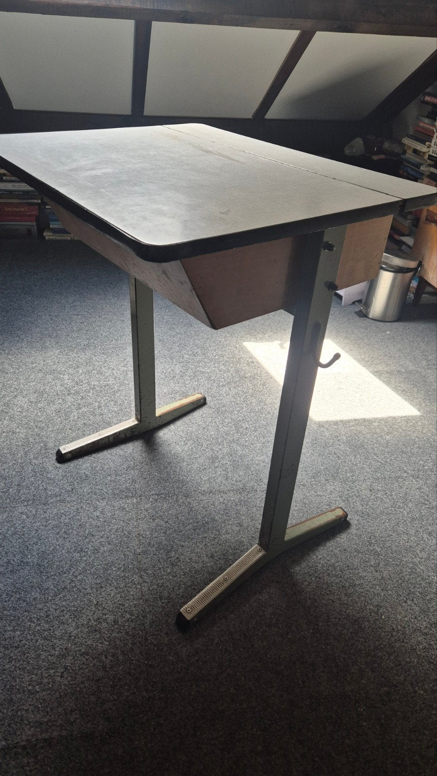 Vintage bureautje / Werktafel met Opbergruimte, Ophalen, Gebruikt, Vintage, Industrieel, 50 tot 100 cm