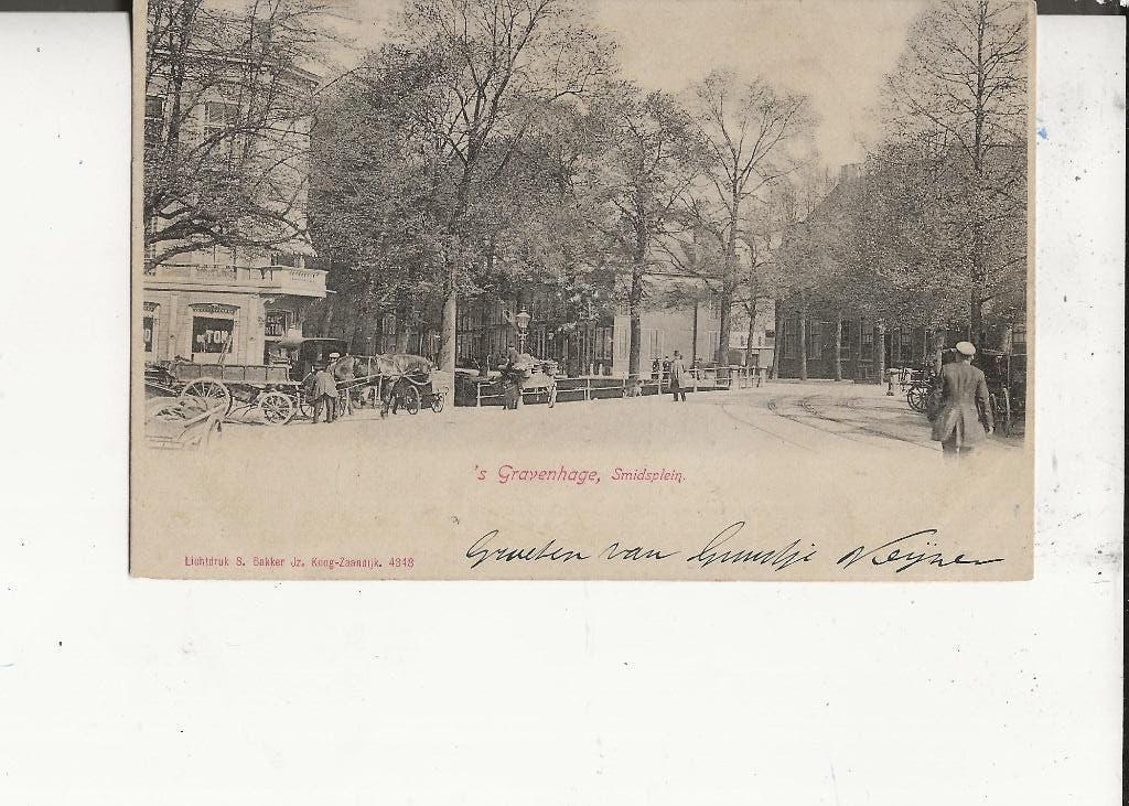 Den Haag Smidsplein met Cafe de Ton 6 dec 1903, Ophalen of Verzenden, Voor 1920, Gelopen, Zuid-Holland