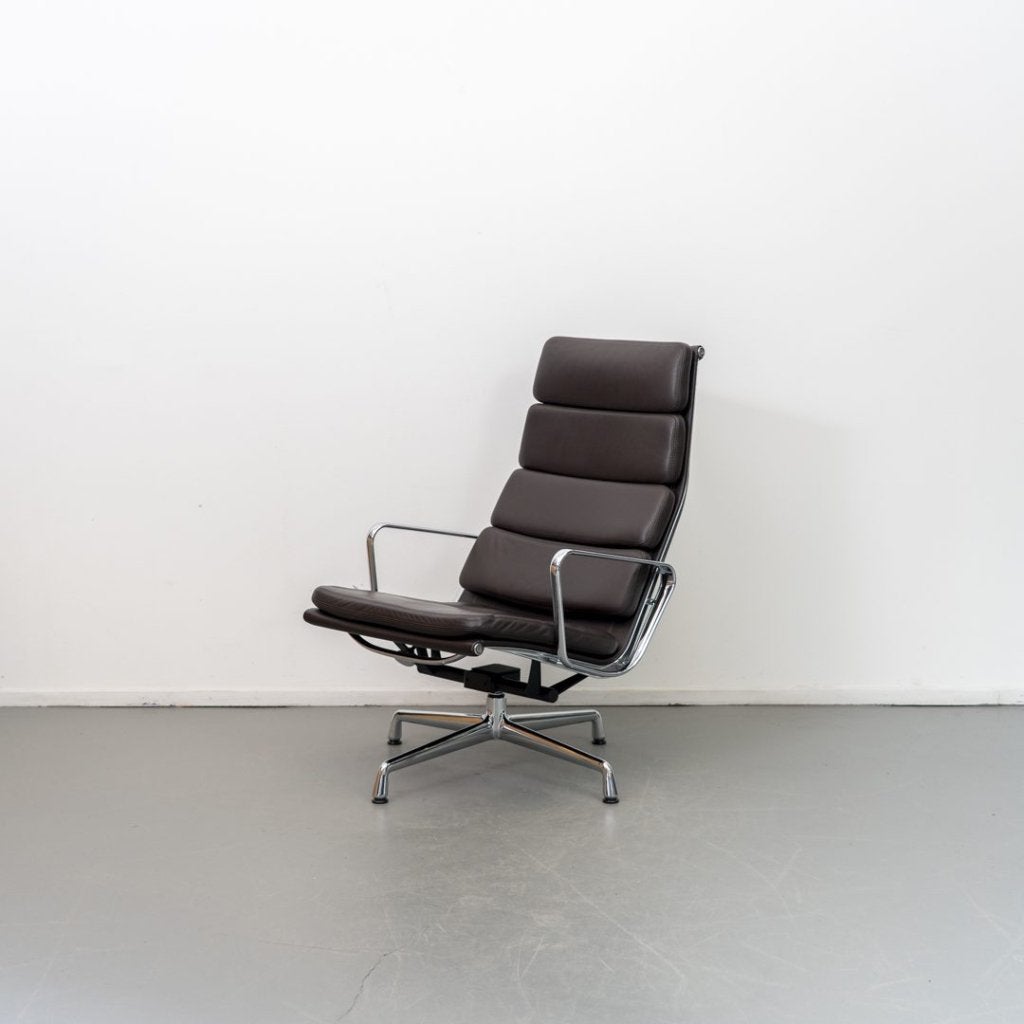 Vitra Eames EA 222 Fauteuil Bruin Leer - Chroom, Niet ingevuld, Nieuw, Niet ingevuld, Niet ingevuld