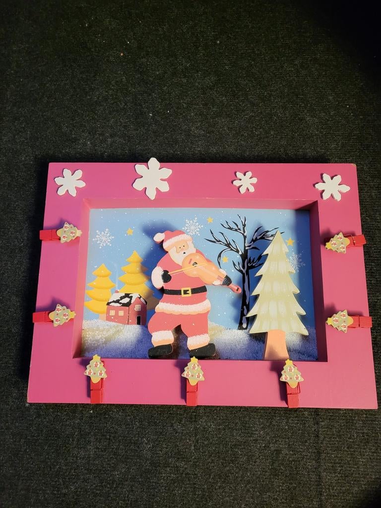 Houten kerst kaart houder lijst kerst schilderij, Diversen, Kerst, Ophalen of Verzenden