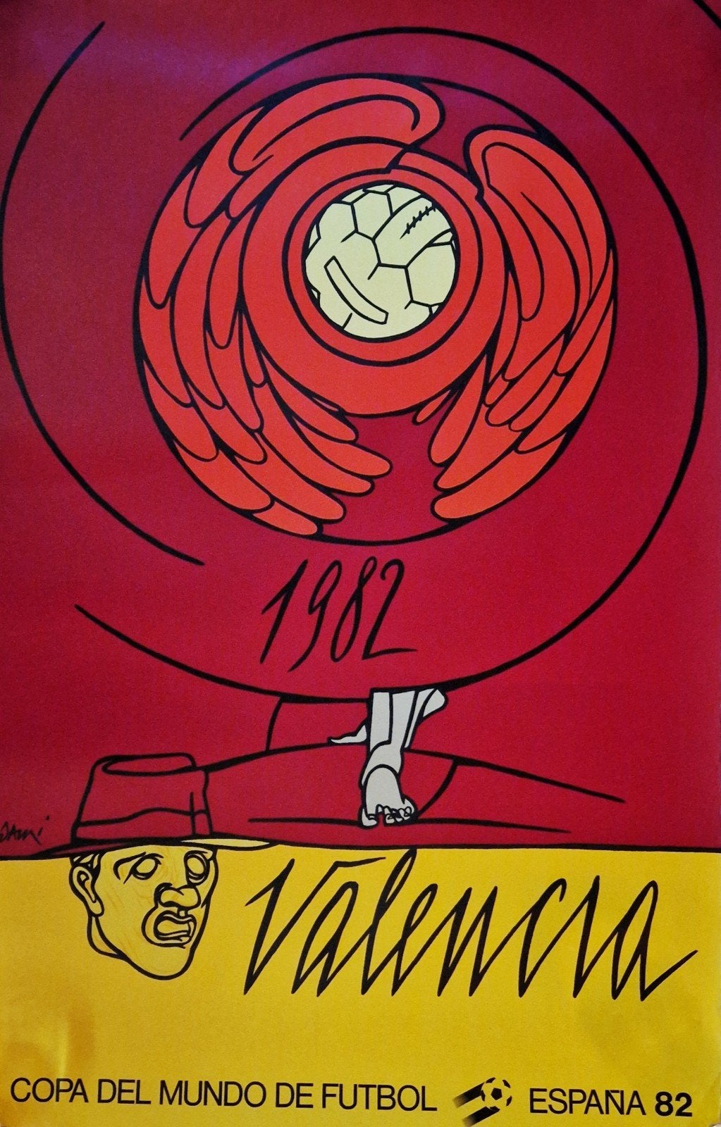 Affiche WK 1982 Valencia - Adami, Deurposter of groter, Ophalen of Verzenden, Sport, Rechthoekig Staand