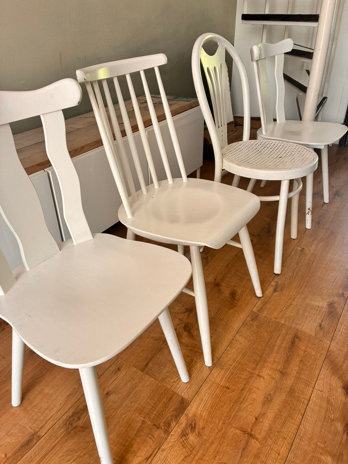 Witte eettafel stoelen, Ophalen, Gebruikt, Wit, Hout