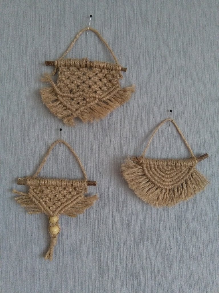 Mini macramé hanger 1, Mix & Match, Ophalen, Wandhanger, Eigen ontwerp, Vintage