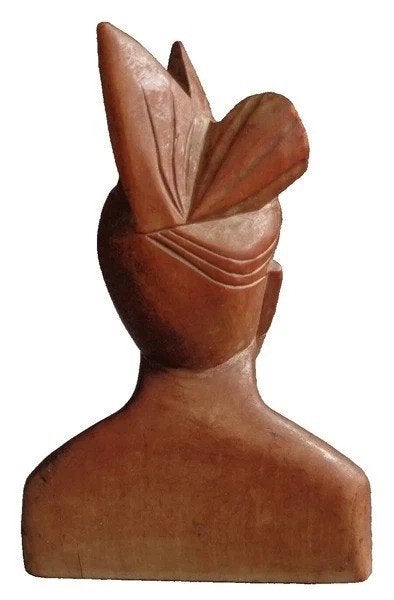Balinese houten buste man borstbeeld jaren 40 vintage, Verzenden, Buste, 20 - 50 cm, Hout