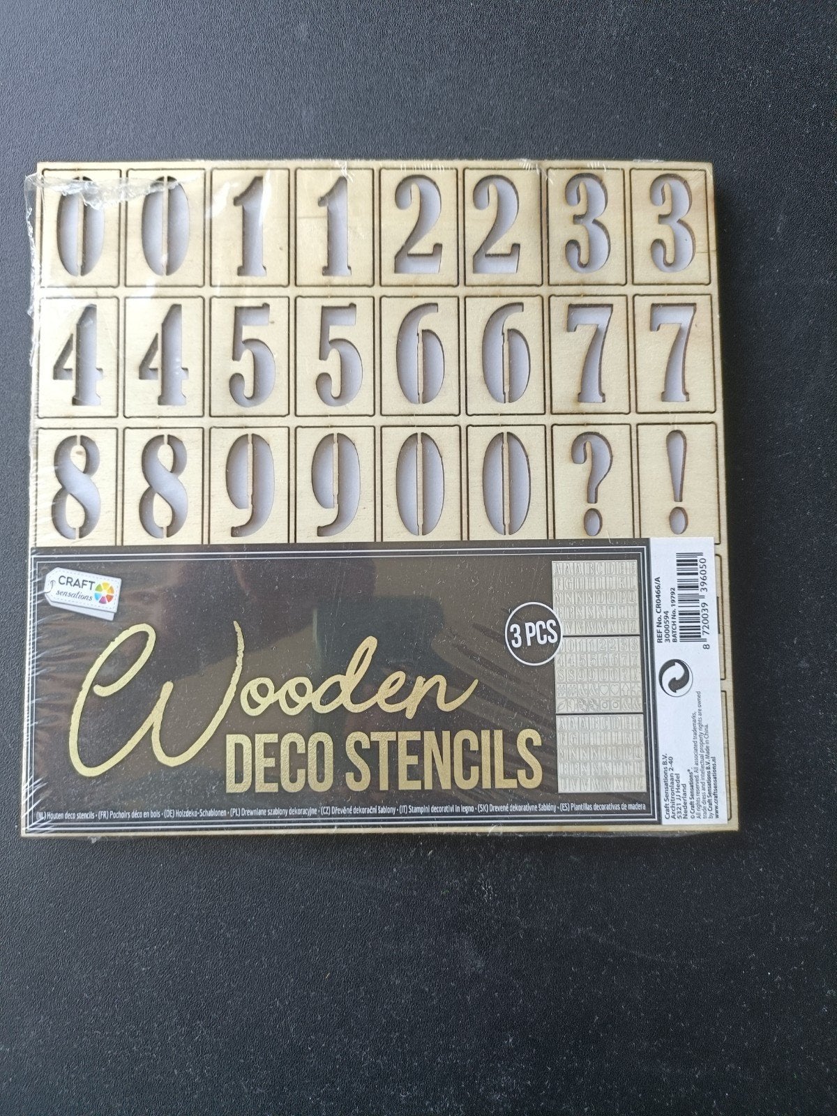 Houten sjablonen: cijfers en letters (3 stuks), Nieuw, Knutselmateriaal, Educatief, Hout