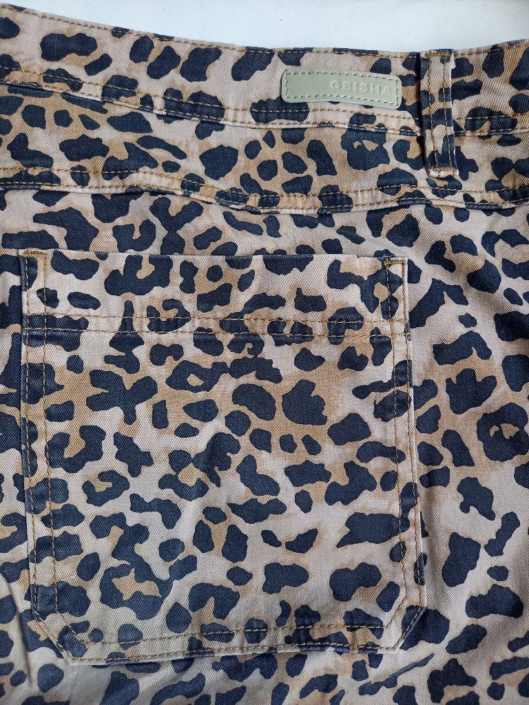 Geisha panterprint broek, super wijde pijp!!, maat 3XL / 46, Verzenden, Maat 46/48 (XL) of groter, Zo goed als nieuw, Lang