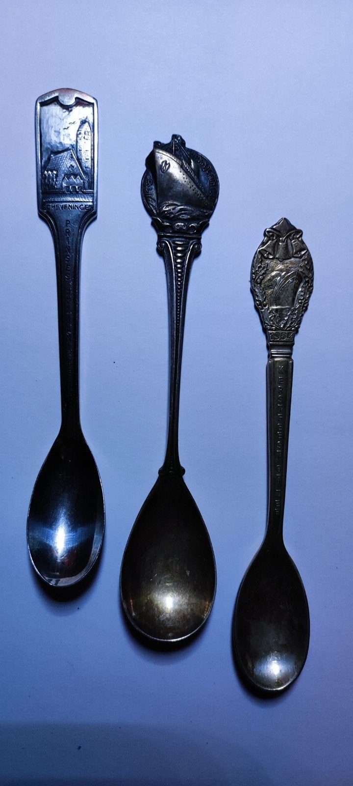 3 theelepels, ms Oranjefontijn, Juliana kerk Scheveningen en, Ophalen of Verzenden