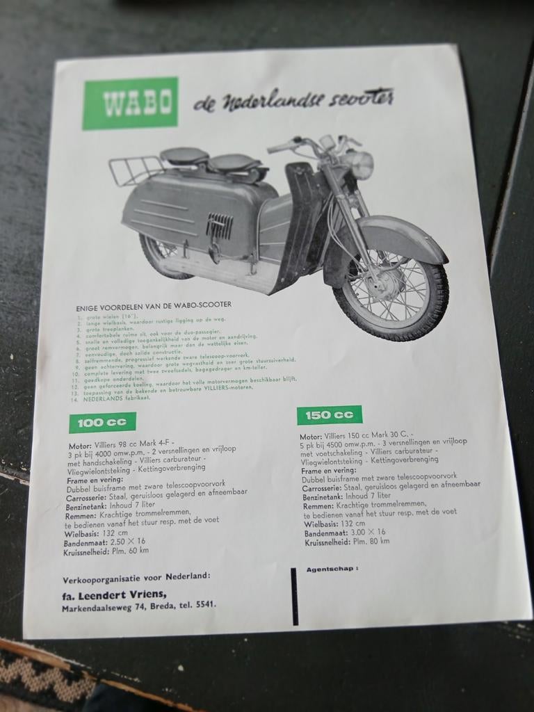 WABO scooter, Fietsen en Brommers, Handleidingen en Instructieboekjes, Ophalen