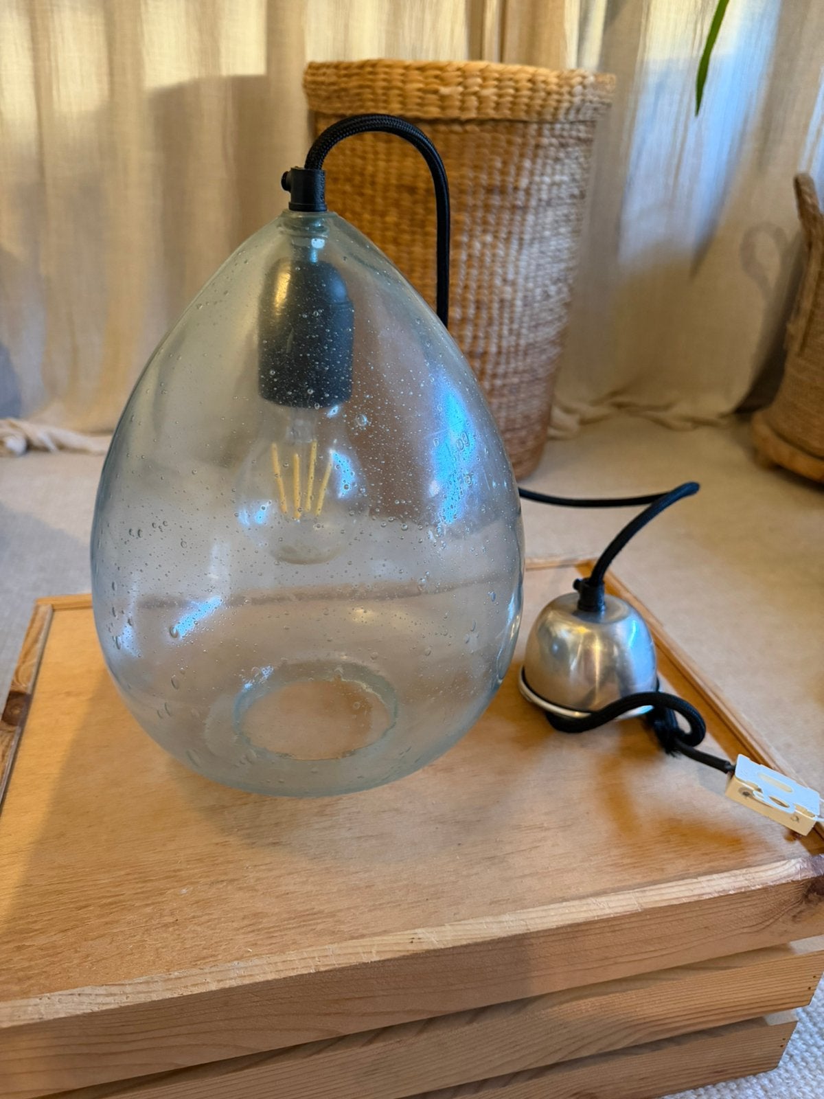 Unieke glazen lamp van Sissy boy, Gebruikt, Vintage, Glas, E27 (groot)