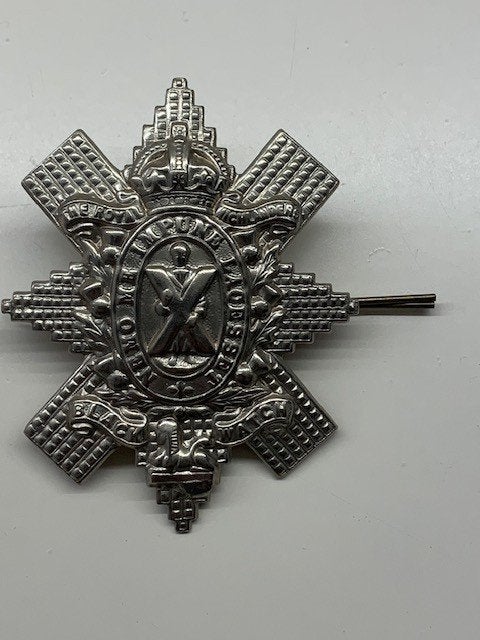 badge BLACK WATCH RHR WO1 baretembleem kings crown, Ophalen of Verzenden, Landmacht, Engeland, Embleem of Badge