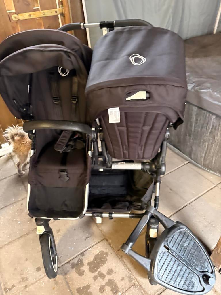 Bugaboo Donkey duowagen met ligbak en plankje, Ophalen, Gebruikt, Combiwagen, Duowagen