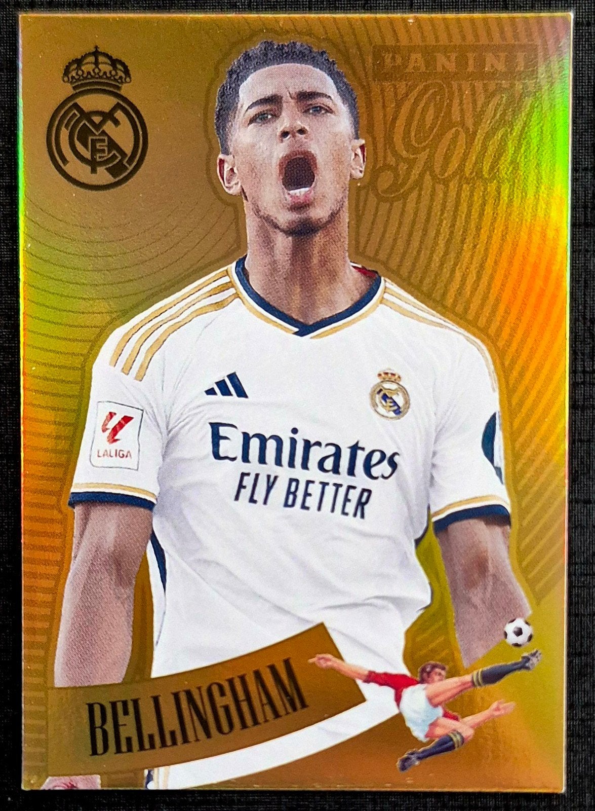 Panini Tribute Gold Jude Bellingham - Real Madrid, 23/24, Ophalen of Verzenden, Zo goed als nieuw, Buitenlandse clubs, Poster, Plaatje of Sticker