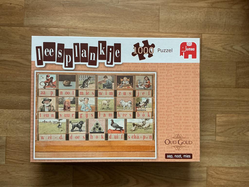 Jumbo Leesplankje Puzzel 1000 stukjes Oud Goud, Ophalen of Verzenden, 500 t/m 1500 stukjes, Gebruikt, Legpuzzel