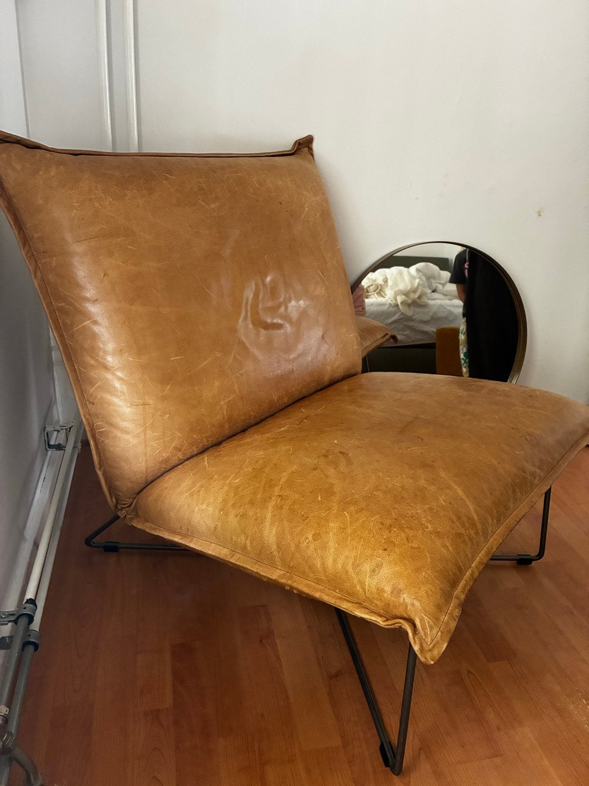 Jess Design Earl Lounge Chair – Cognac Buffelleer, Gebruikt, Bruin, Leer, Ophalen of Verzenden