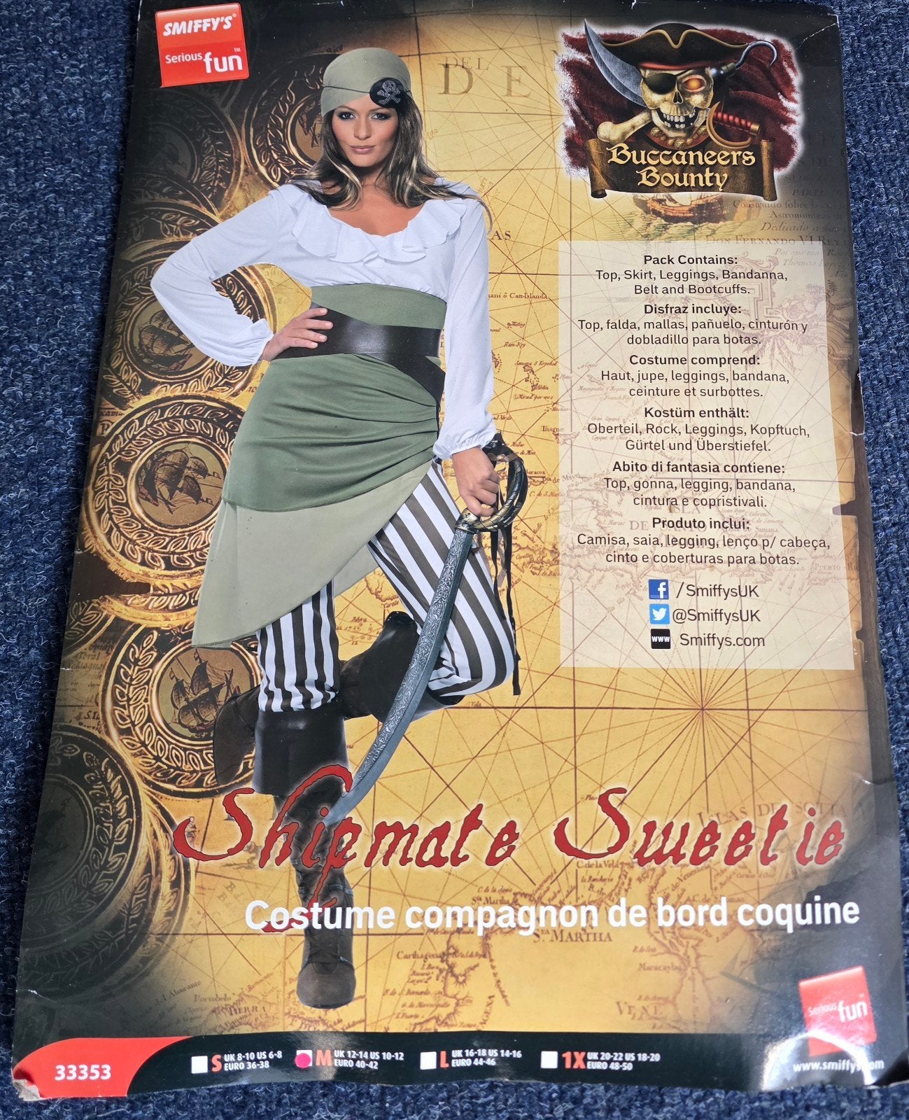 Piratenkostuum 'Shipmate Sweetie' maat M - Smiffy's, Ophalen of Verzenden, Gedragen, Carnaval