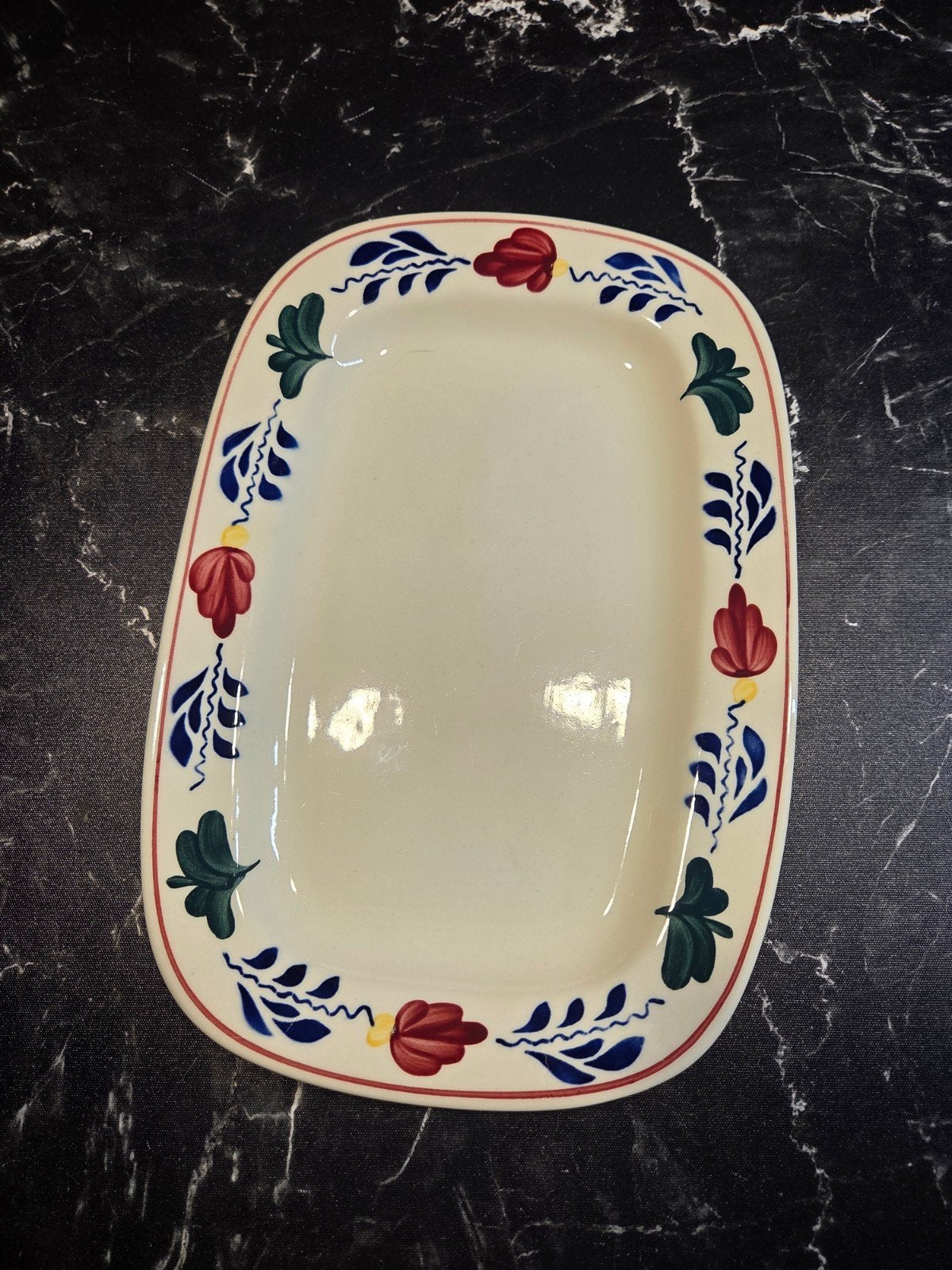 Vintage Boerenbont serveerschaal, Ophalen, Gebruikt, Keramiek, Landelijk/Boerenbont