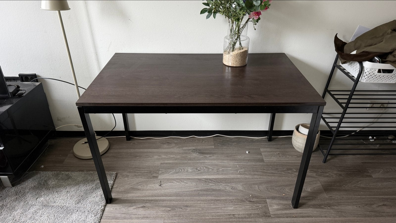 Uitschuifbare eettafel en 4 stoelen, Ophalen, Gebruikt, 100 tot 150 cm, 50 tot 100 cm