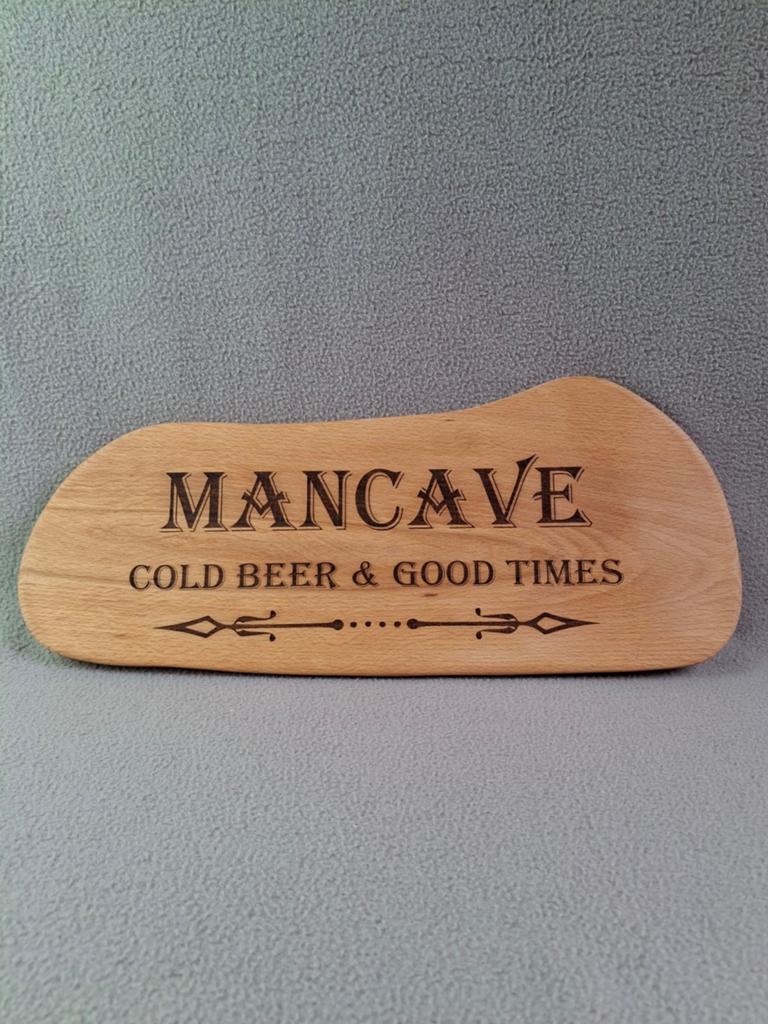 Mancave Houten Decoratiebord, Huis en Inrichting, Tafelonderdelen, Minder dan 50 cm, Nieuw, Minder dan 50 cm, Ophalen of Verzenden
