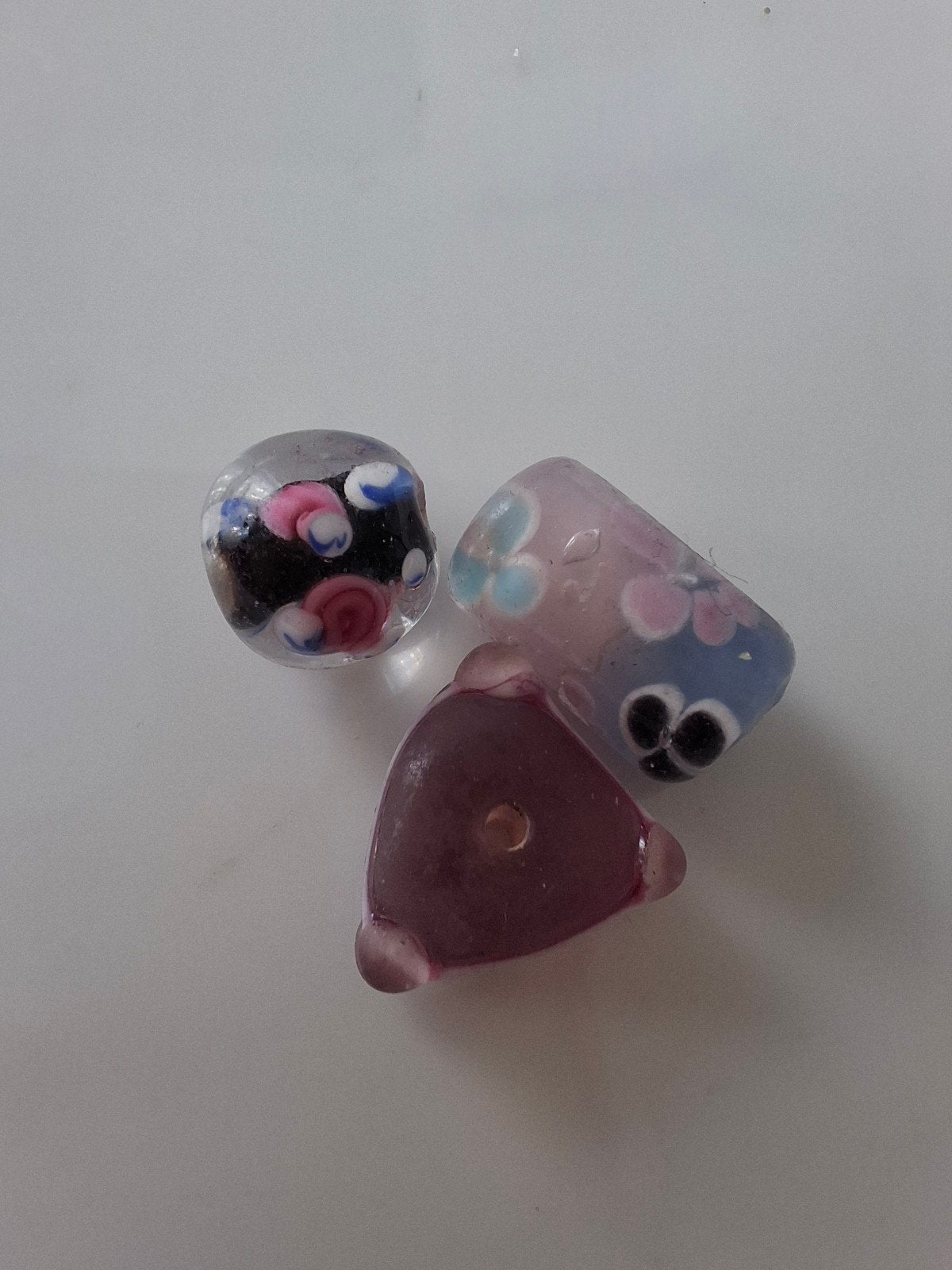 3 stuks lampwork glaskralen paars roze zwart kralen mix, Hobby en Vrije tijd, Kralen en Sieraden maken, Kraal, -, -, Ophalen of Verzenden