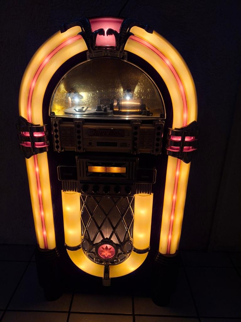 Jukebox Wurlitzer retro look radio cd afstandsbediening, Ophalen, Gebruikt, 1970 tot heden, Wurlitzer