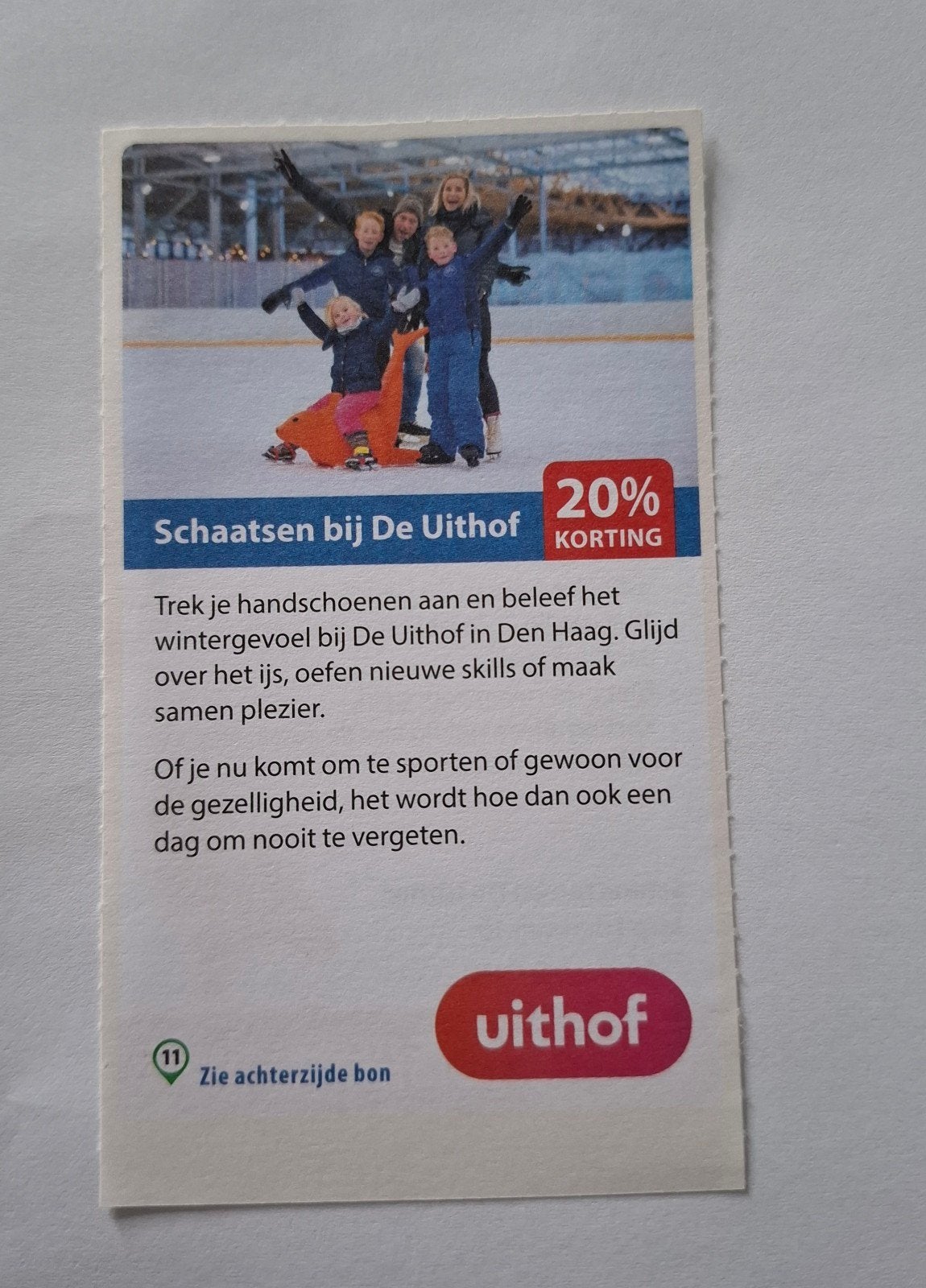 Kortingsbon Schaatsen bij De Uithof met 20% korting, Tickets en Kaartjes, Drie personen of meer, Kortingsbon, Overige typen