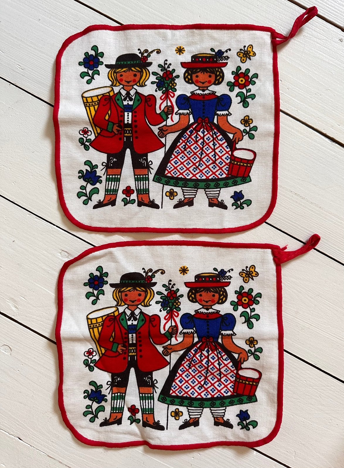 Pannenlappen Vintage Folklore, Blauw, Ophalen of Verzenden, Zo goed als nieuw, X