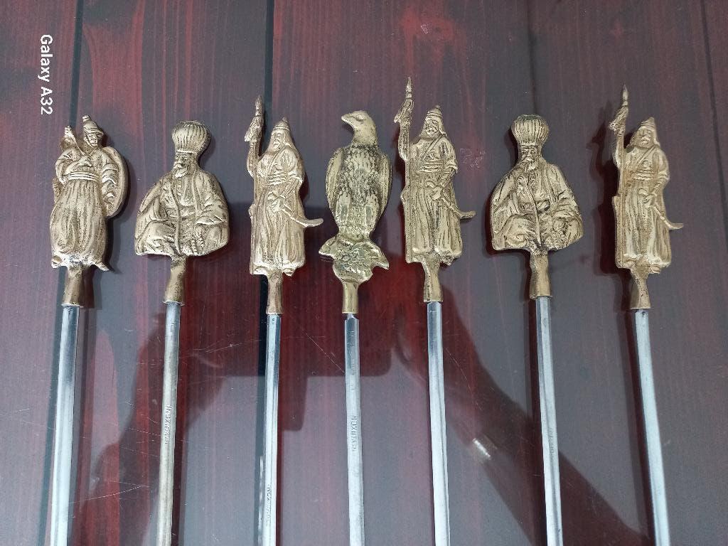 7 koperen Ottomaanse figuren op stalen pennen 40 cm, Ophalen of Verzenden, Koper