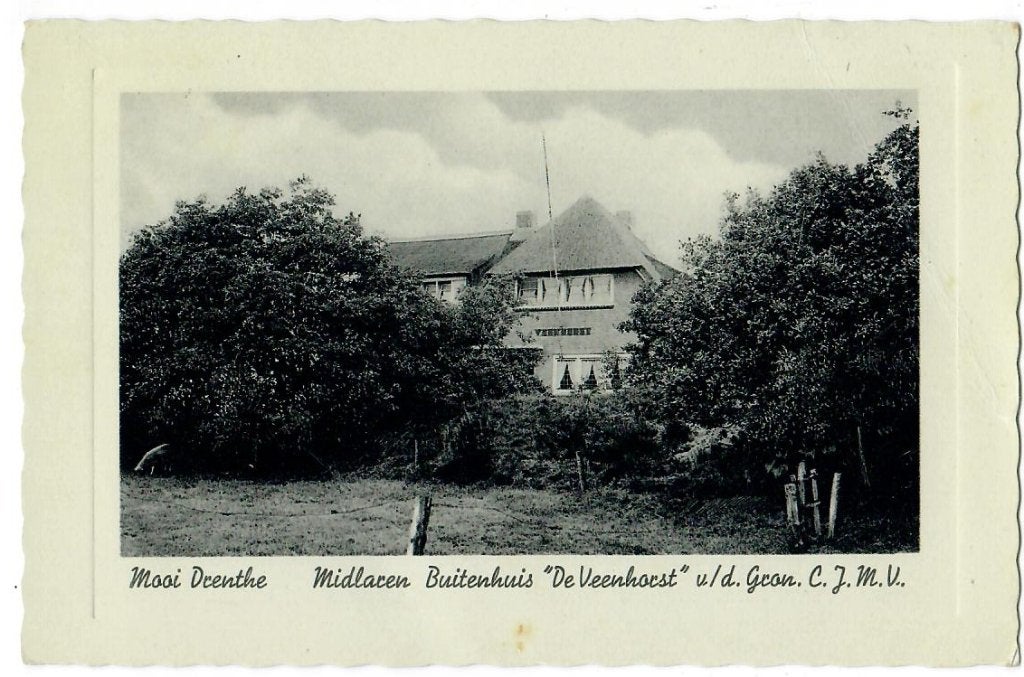 Midlaren -Buitenhuis "De Veenhorst" v./d. Gron. C.J.M.V., Verzenden, 1920 tot 1940, Ongelopen, Drenthe