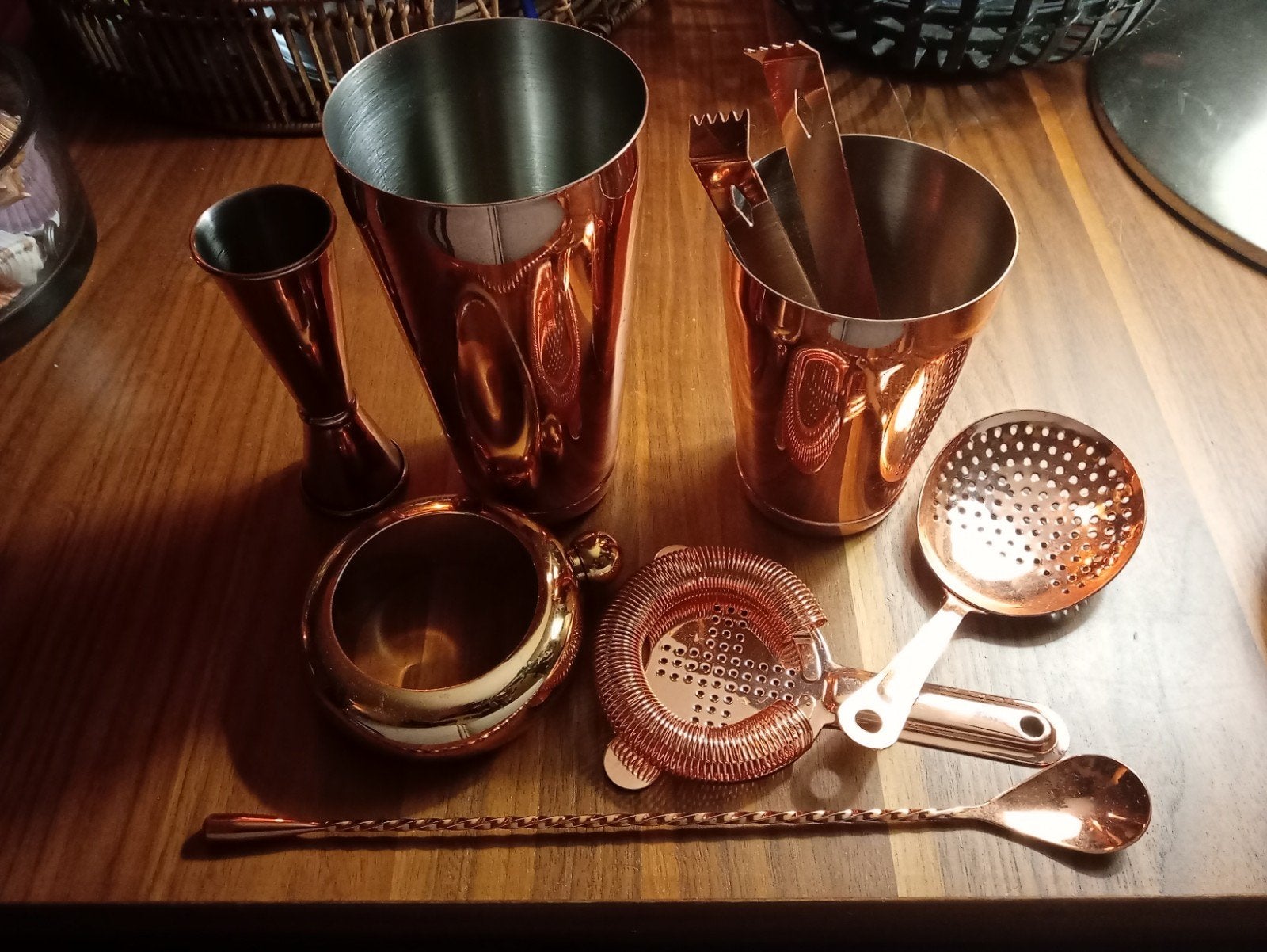 Koperkleurige Cocktail Shaker Set - Complete Barset, Ophalen, Overige typen, Zo goed als nieuw, Metaal