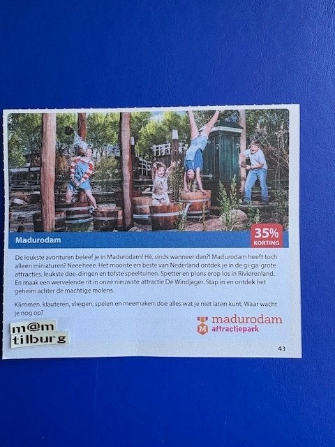 Madurodam 35% korting tot 1-7-2027, Drie personen of meer, Kortingsbon, Overige typen