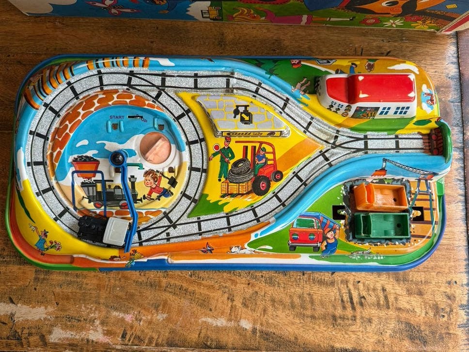Vintage Technofix Puffi Lok blikken treinbaan speelgoed, Ophalen of Verzenden, Gebruikt