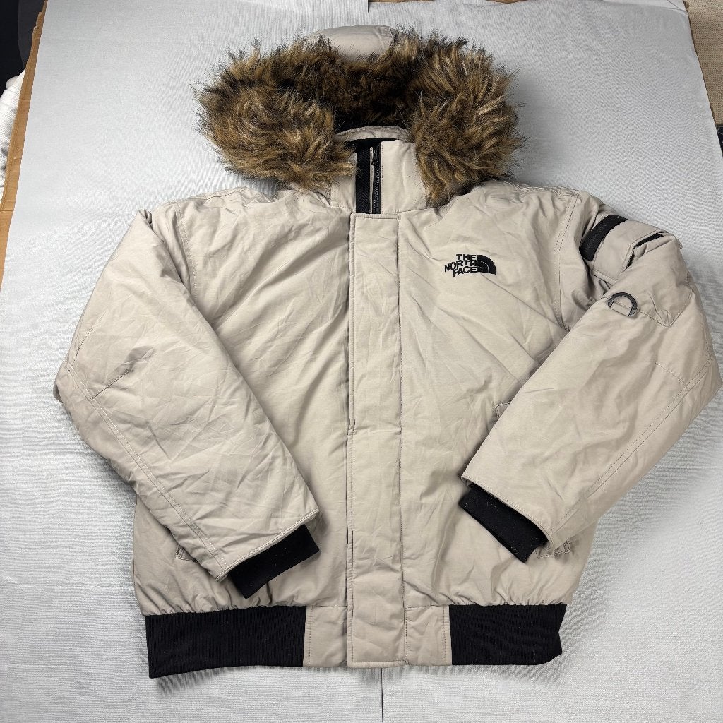 The North Face donsjas bomber met bontkraag, Verzenden, Zwart, Maat 56/58 (XL), Zo goed als nieuw