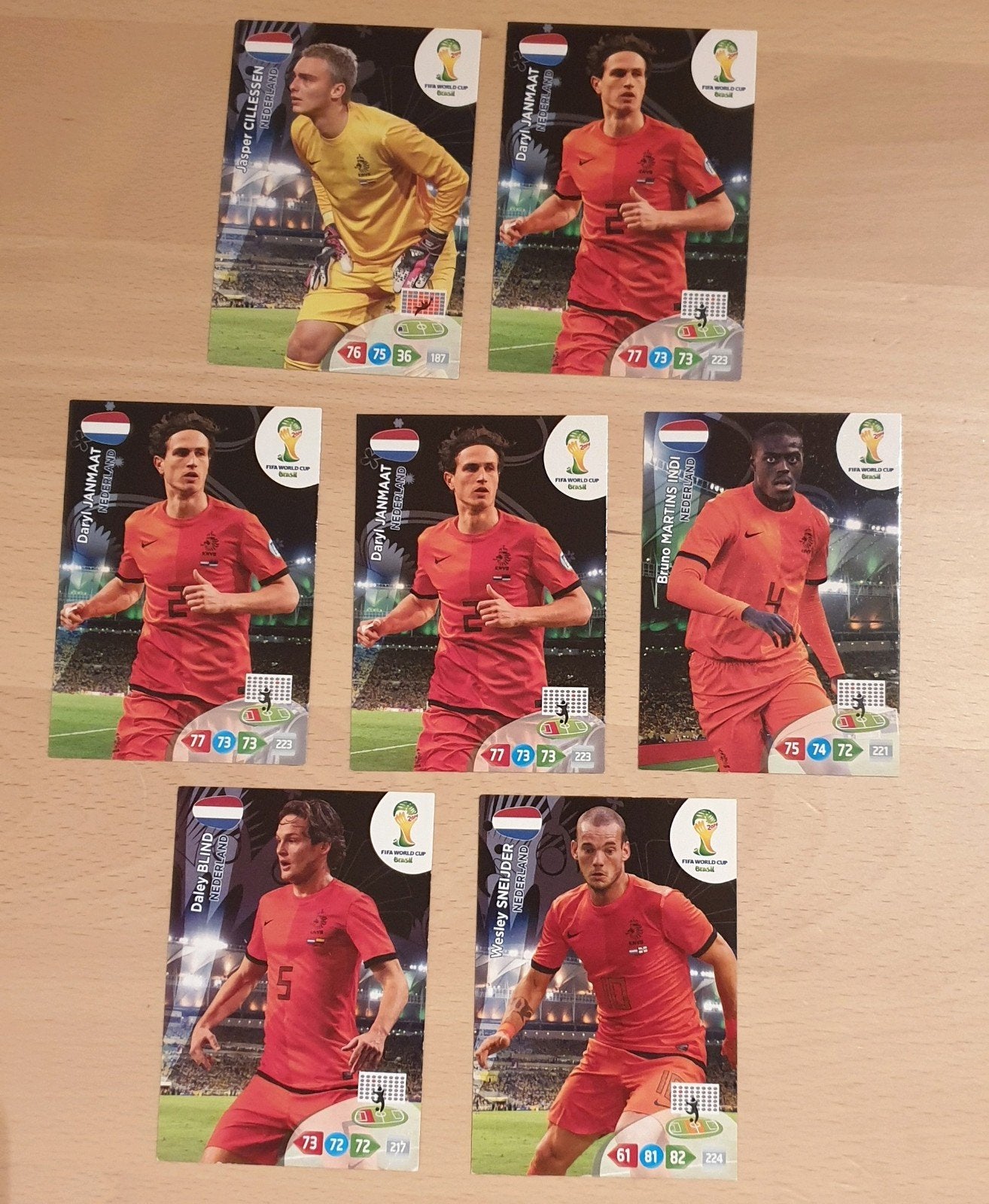 Panini Adrenalyn WK 2014 cards 7x spelers Nederland, Ophalen, Zo goed als nieuw, Meerdere plaatjes