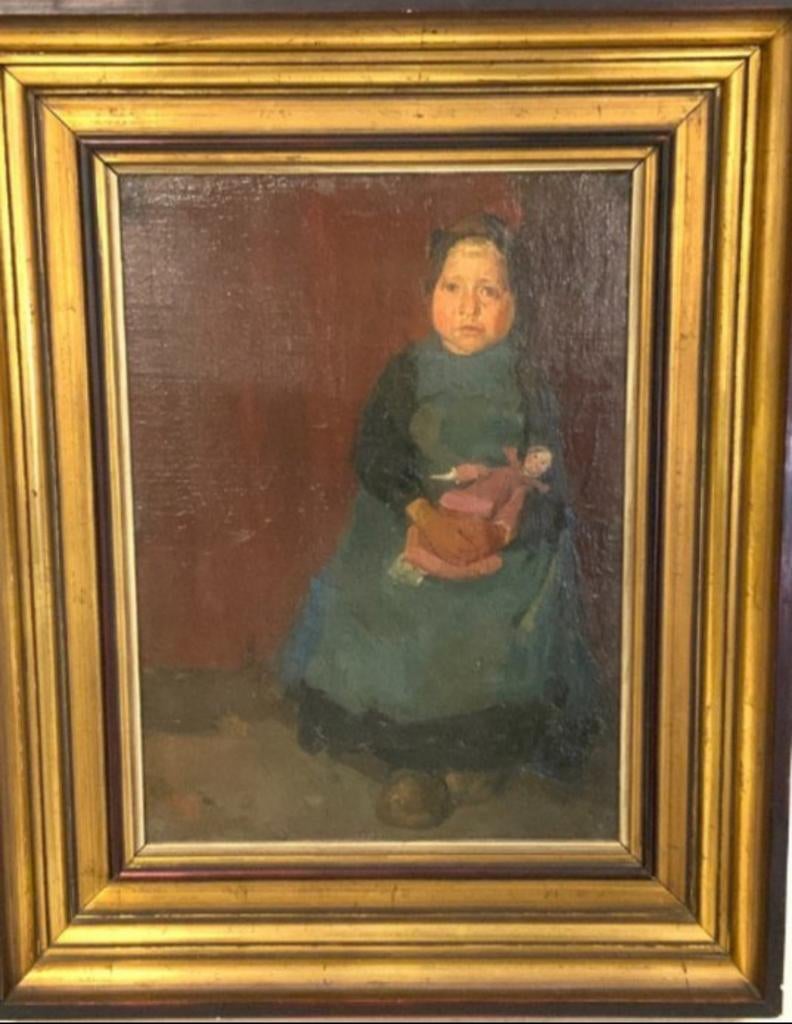 Jan Zoetelief Tromp (1872-1947) - Meisje met pop, Ophalen of Verzenden