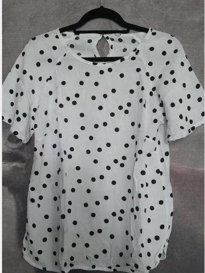 Zwart-witte blouse met stippen - Maat M, Maat 38/40 (M), Zwart, Ophalen of Verzenden, Zo goed als nieuw