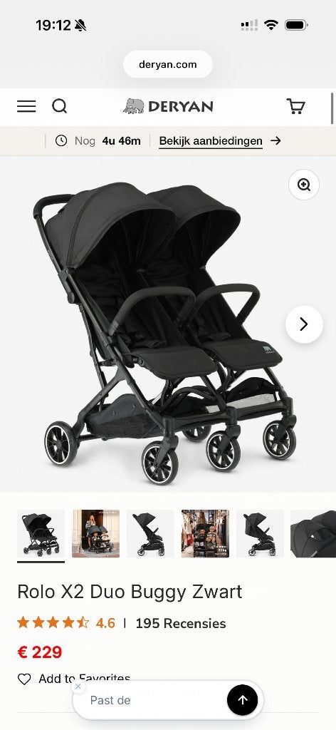 DERYAN Rolo X2 duo buggy zwart – nieuw in ongeopende doos, Ophalen, Nieuw, Overige merken, Duomodel