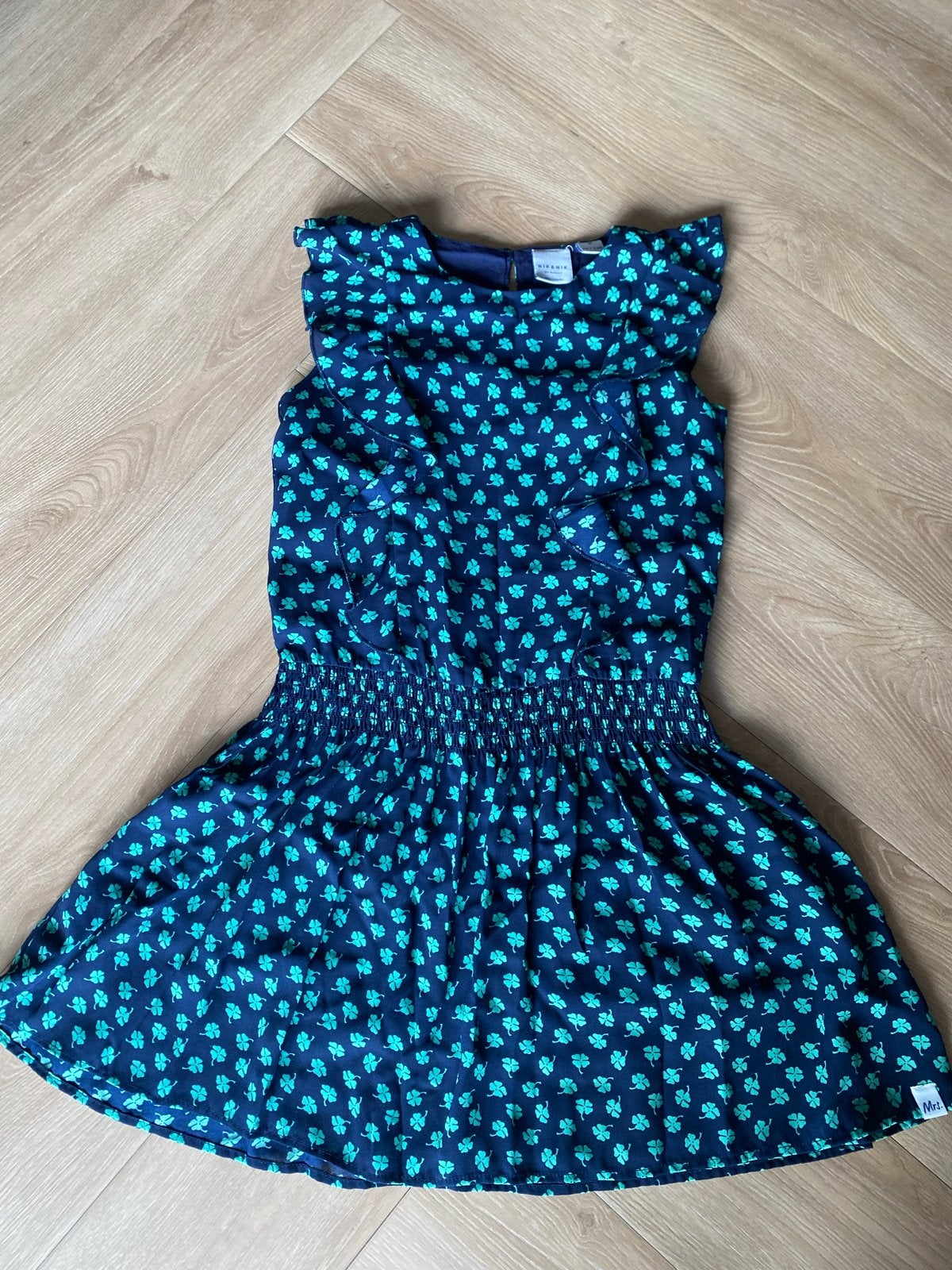 Nik & Nik jurk donkerblauw met klavertjes vier; maat 140, Kinderen en Baby's, Kinderkleding | Maat 140, Ophalen of Verzenden, Nik&Nik