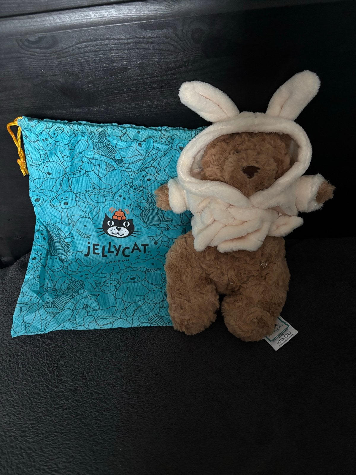 Jellycat Bartholomew Bear met konijnenbadjas en tas, Jellycat, Beer, Nieuw, Ophalen of Verzenden